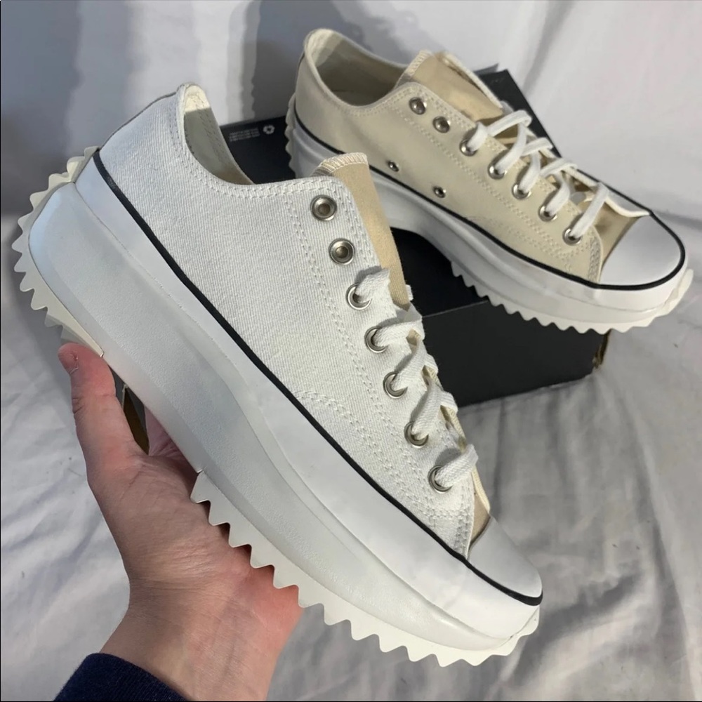 Converse Run Star Hike New Platform Shoes Mens 9.5 and 10.5 - Tan White‎ Black